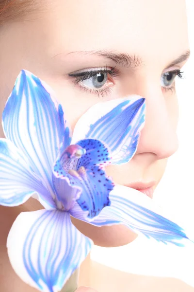 Occhio e orchidea — Foto Stock