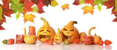 Autumn pumpkins on white clipart