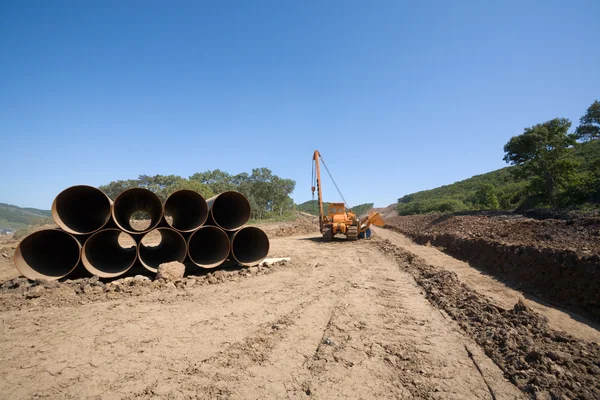 Construction of a new oil pipeline — Stock Photo, Image