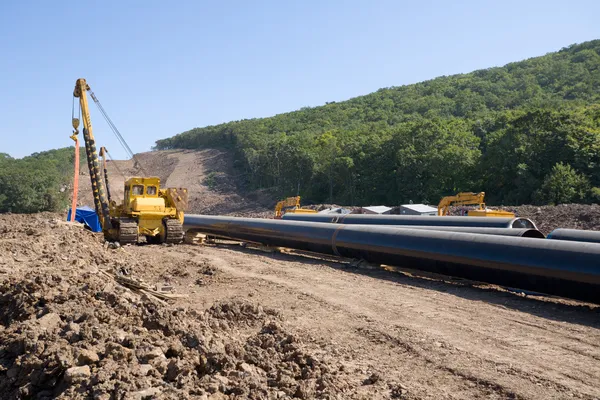 Construção de um novo oleoduto — Fotografia de Stock