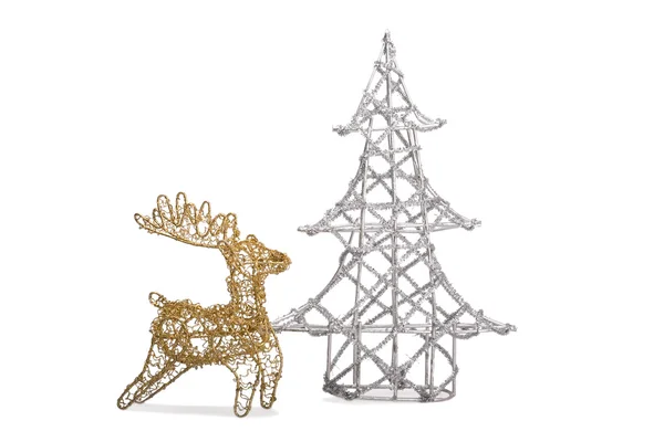 Noel ağacı ve reinder — Stok fotoğraf