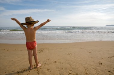 Boy and sea clipart