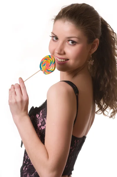 Девушка со сладостями — стоковое фото