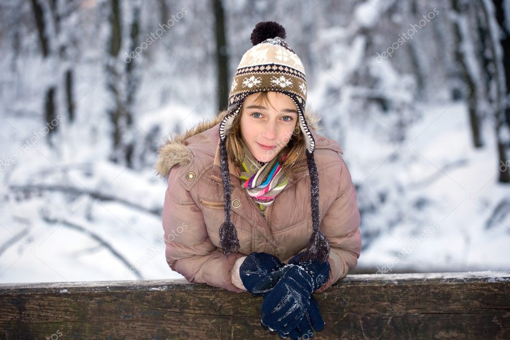Teenage girl in the snow