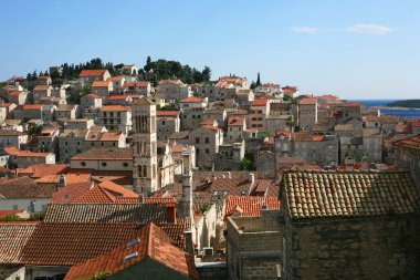 Ancient city square on island of Hvar clipart