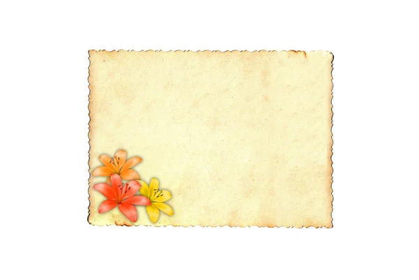 Altes Papier mit Blumen — Stockfoto