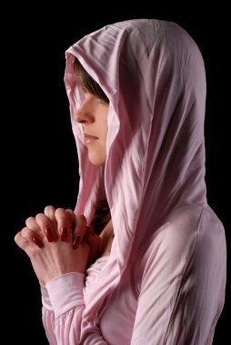 Woman in pink hood clipart