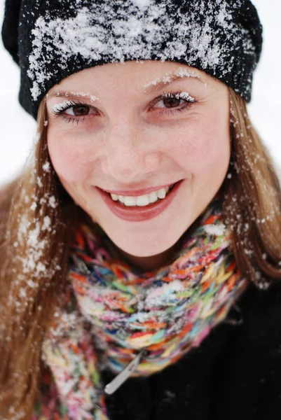 女性と雪 — ストック写真