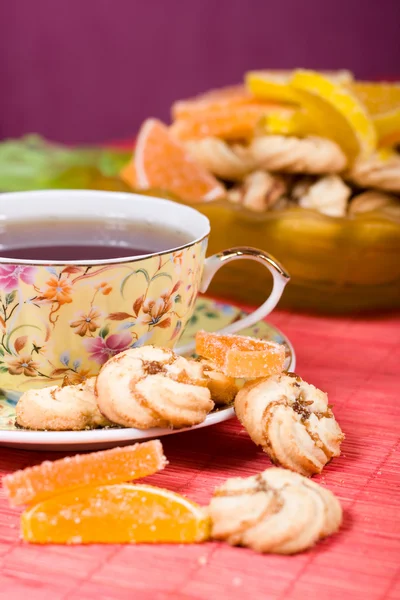 stock image Cup of tea and cookies