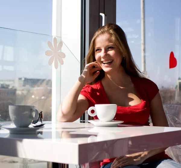 Donna in caffè — Foto Stock