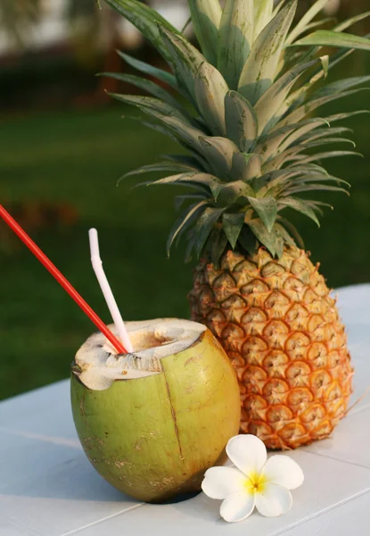 Coconut and pineapple — Stock Photo, Image