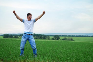 Young man and nature clipart