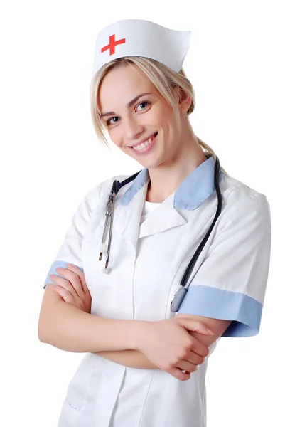 Sjuksköterska med stetoskop Royaltyfria Stockbilder