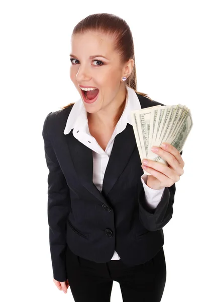 Businesswoman with money Stock Picture