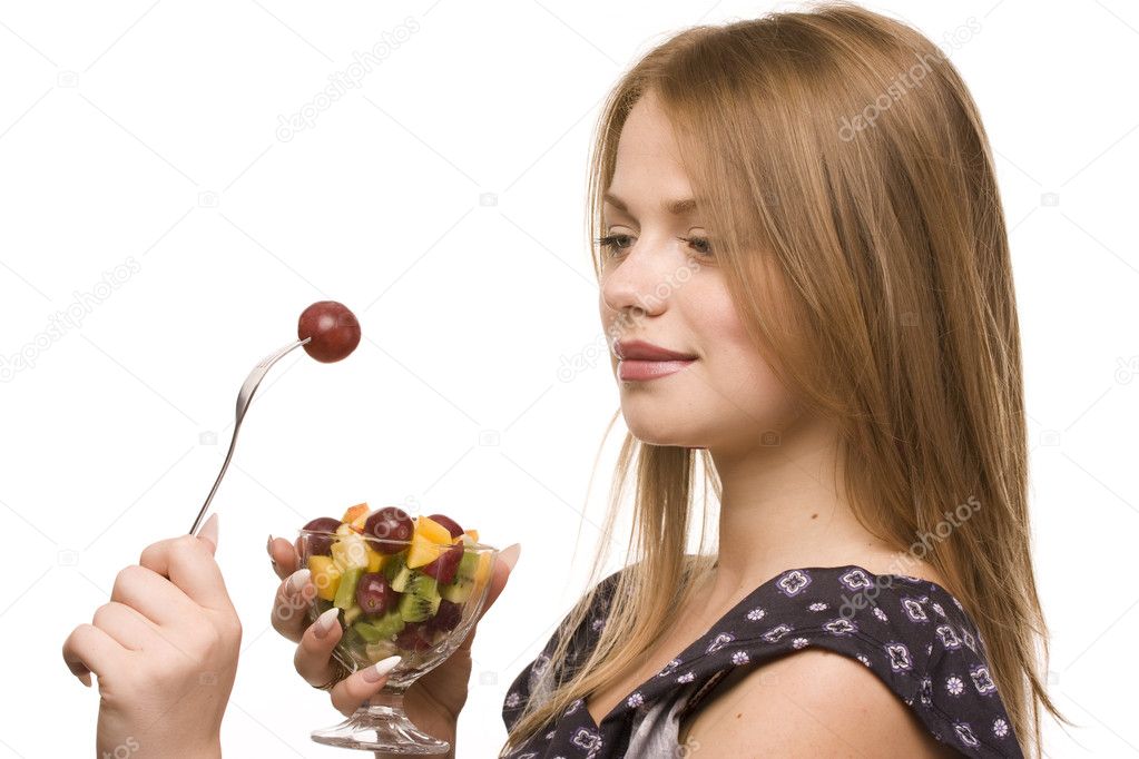 Woman with salad bowl
