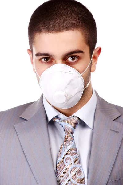 Homem no respirador branco — Fotografia de Stock