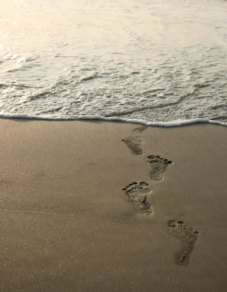 Human footprints and beach — Stock Photo, Image