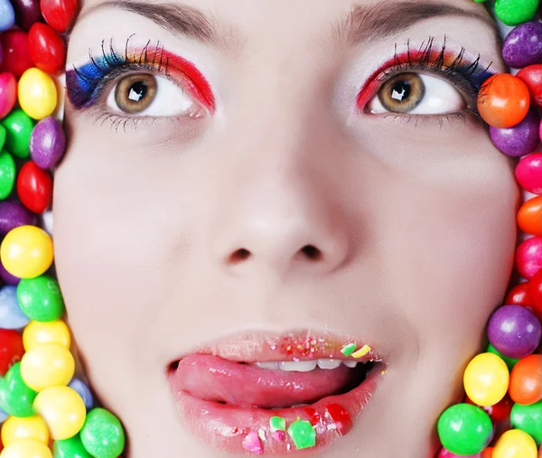 Beauty girl in candys — Stock Photo, Image