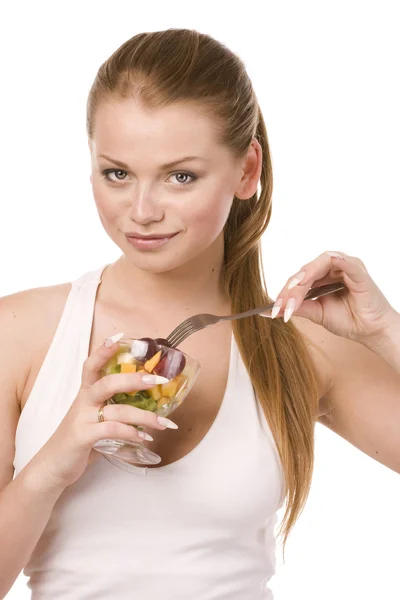 Woman with salad bowl — Stock Photo, Image