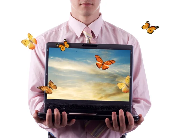 Muž s laptopem — Stock fotografie