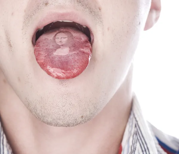 Tonge masculino com imagem — Fotografia de Stock
