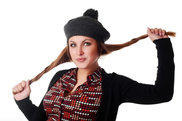 Γυναίκα με καπέλο και σακάκι — Φωτογραφία Αρχείου