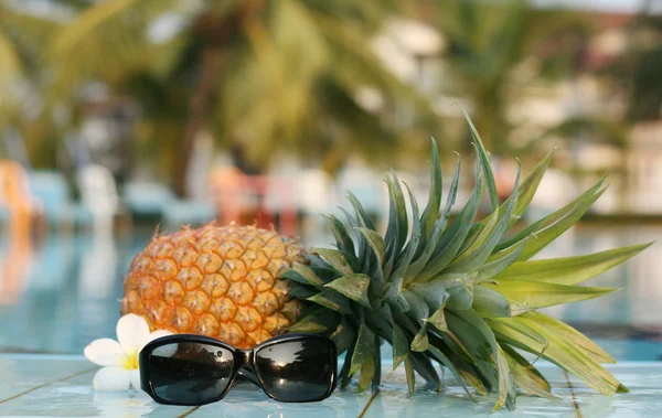 Ananas fresco e piscina — Foto Stock