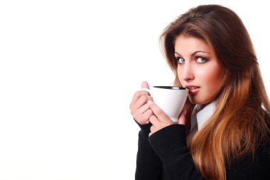 Woman with cup of coffee clipart