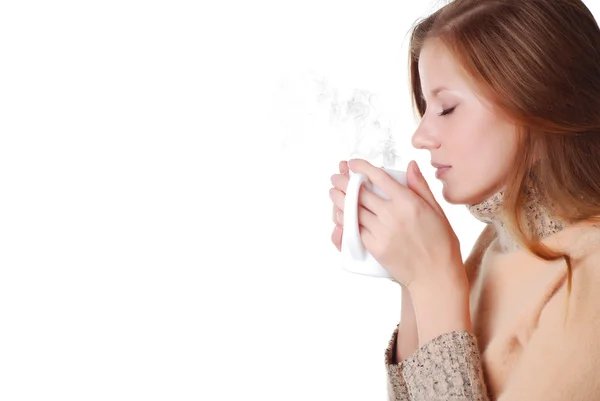 여자와 커피 한잔 — 스톡 사진