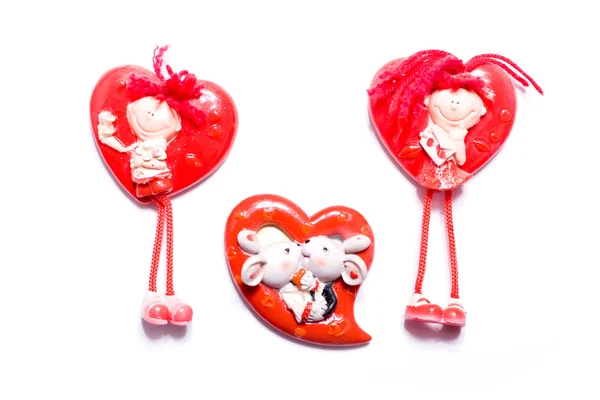Tre hjärtat leksaker — Stockfoto