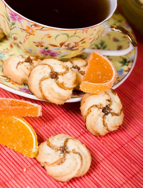 stock image Cup of tea and cookies