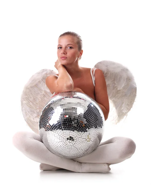 Ангел і диско м'яч — стокове фото