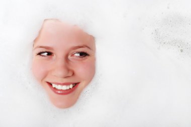 Woman and white foam clipart