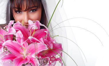 Bride with bouquet clipart