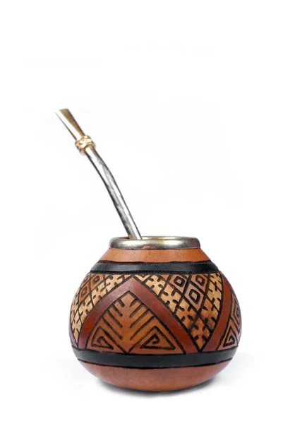 Calabash and metal straw — Stock Photo, Image