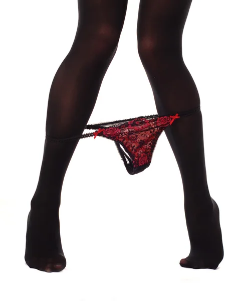 Pernas femininas nd calcinha vermelha — Fotografia de Stock