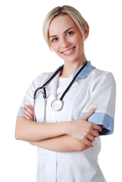 Медсестра со стетоскопом — стоковое фото