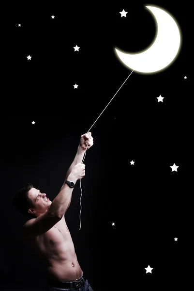 星和新月的男人 — 图库照片