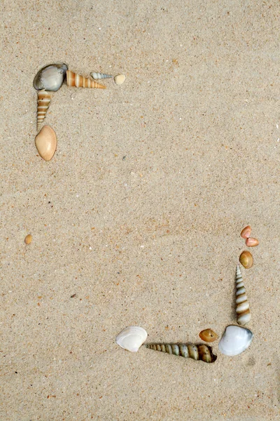 Κοχύλια με πλαίσιο της άμμου — Φωτογραφία Αρχείου