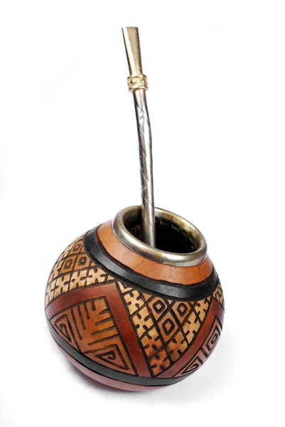 stock image Calabash and metal straw