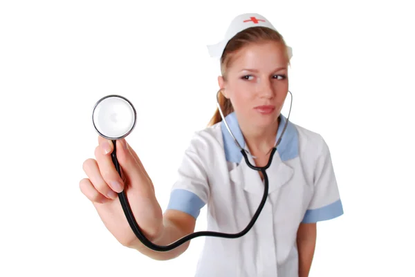 Krankenschwester mit Stethoskop — Stockfoto
