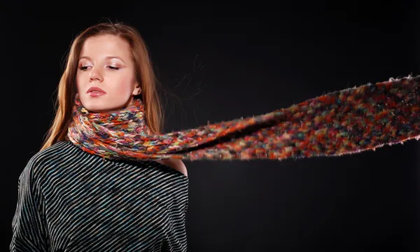 Woman in wool scarf — Stock Photo, Image