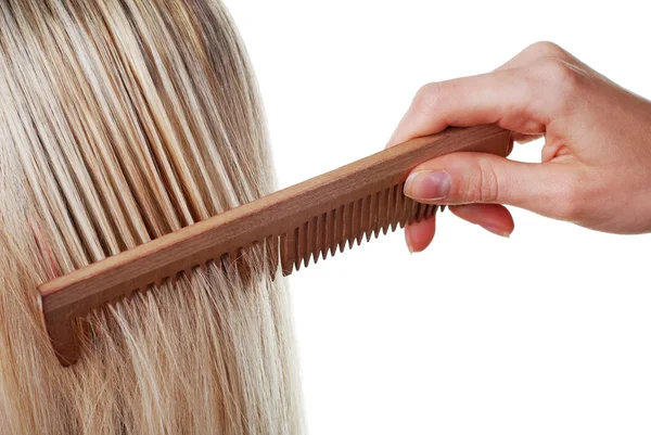Długie włosy i grzebień — Zdjęcie stockowe