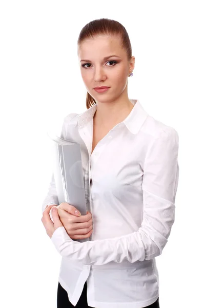 Businesswoman with folder — Stock Photo, Image
