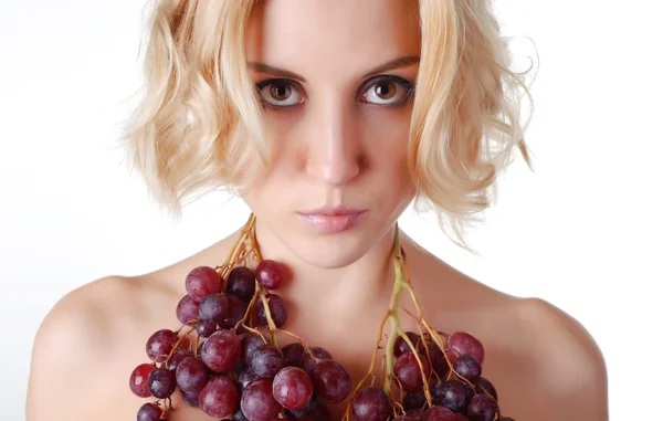 Vrouw met druivenmost — Stockfoto