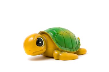 beyaz zemin üzerinde oyuncak kaplumbağa