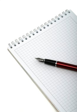 Pen and notebook for notes on a white ba clipart