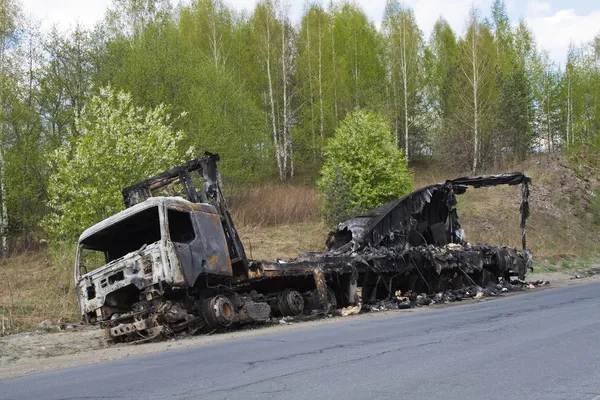 stock image Freight car after the fire