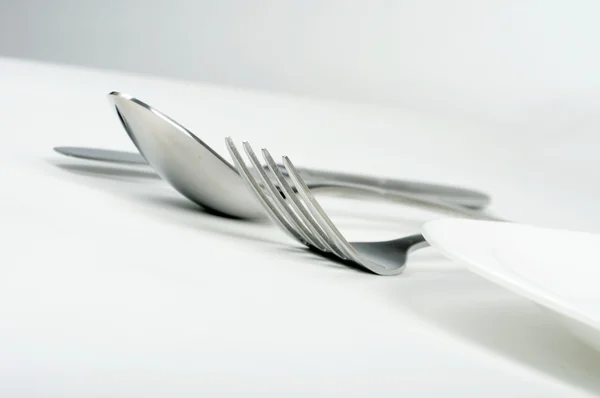 Πιρούνι, κουτάλι και μαχαίρι — Φωτογραφία Αρχείου