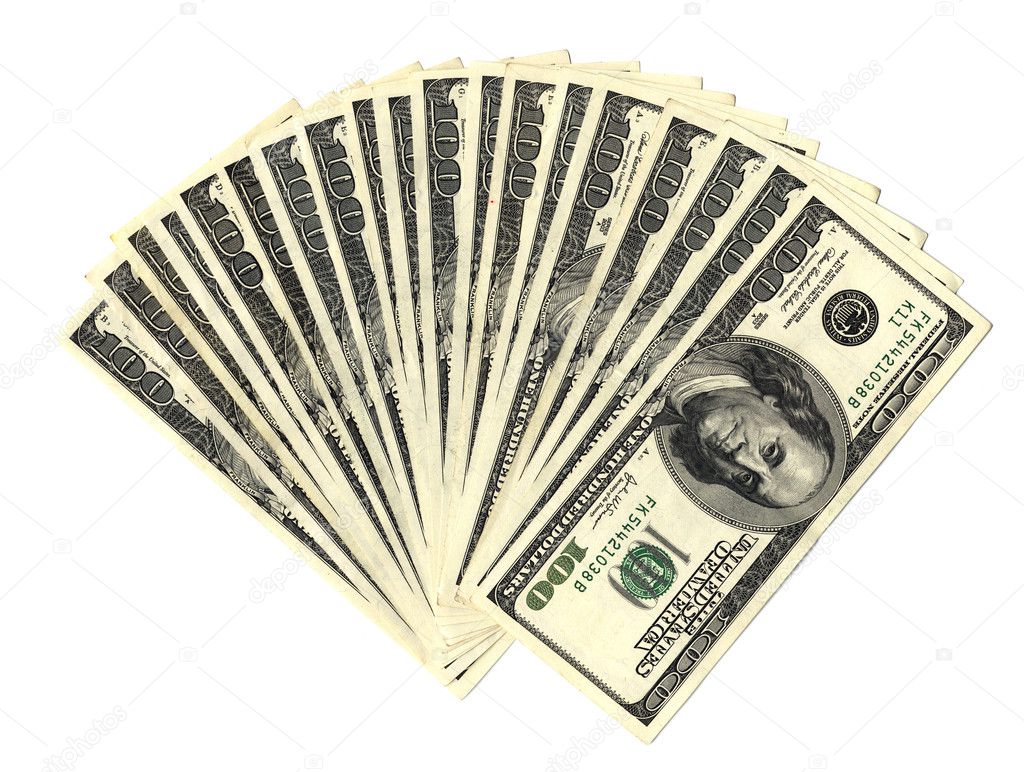 Photo of a $100 banknotes isolated on wh